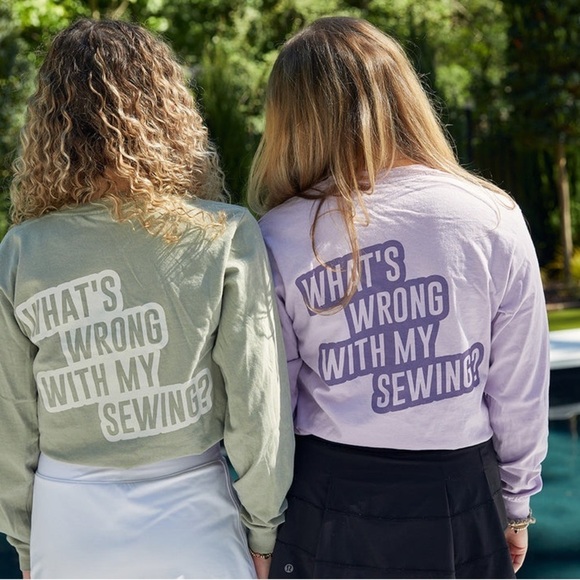 What's Wrong With My Sewing? Long Sleeve Tee, Orchid, S  Sewing Down South NWT - Picture 6 of 6